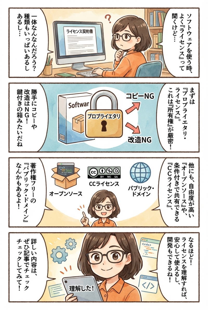 漫画で解説：ソフトウェアのライセンスとは？