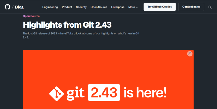 「Git 2.43」という新しいバージョンがリリースされました。
