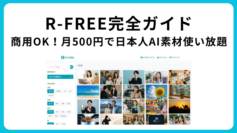R-FREE完全ガイド｜商用OK！月500円で日本人AI素材使い放題
