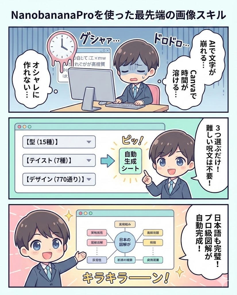 NanobananaProで作成した3コマ漫画